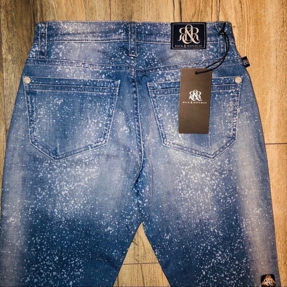 NWT Rock & Republic Splatter Boyfriend Skinny Jeans Size 0M - Picture 8 of 12